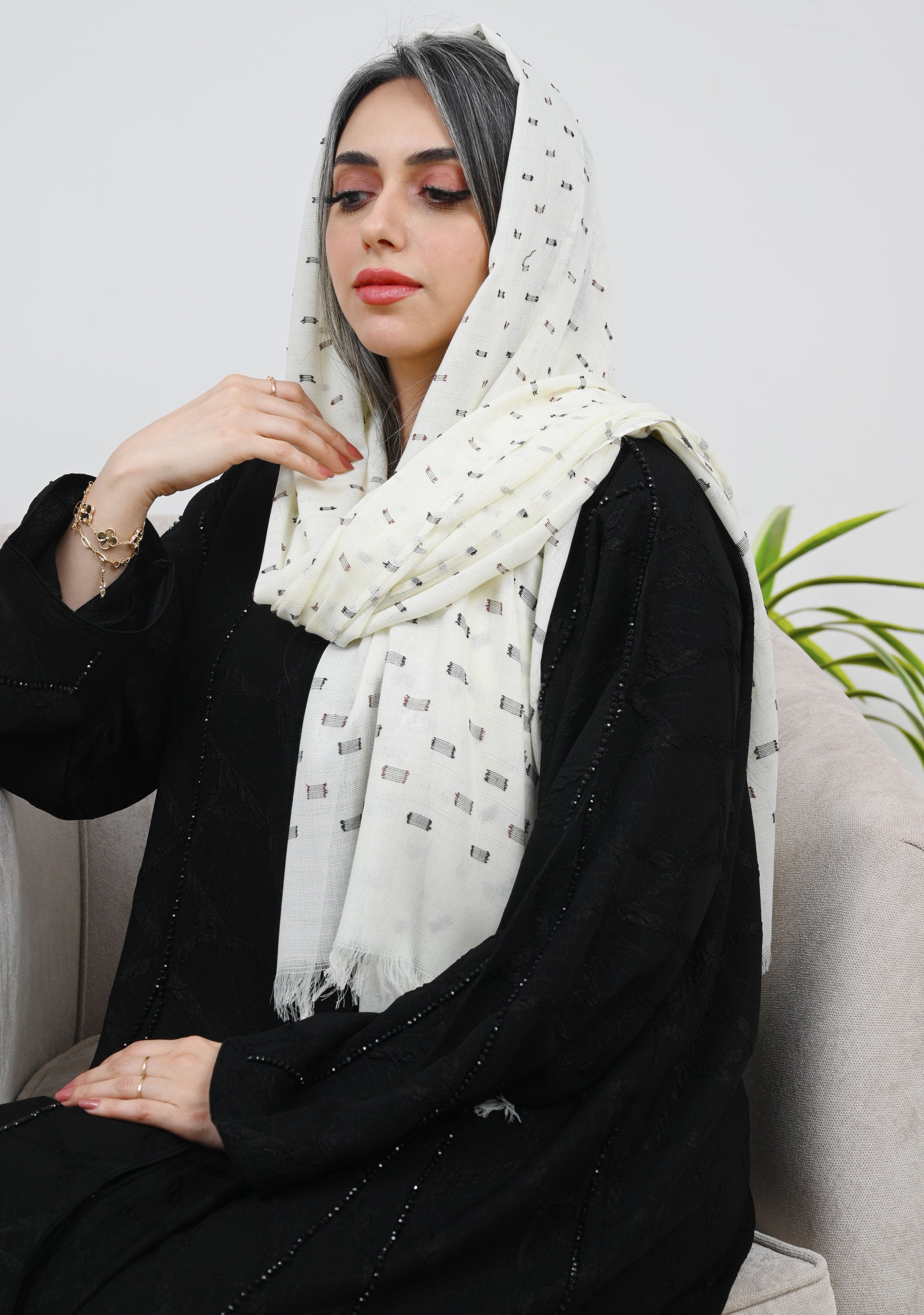 Patterned hijab.